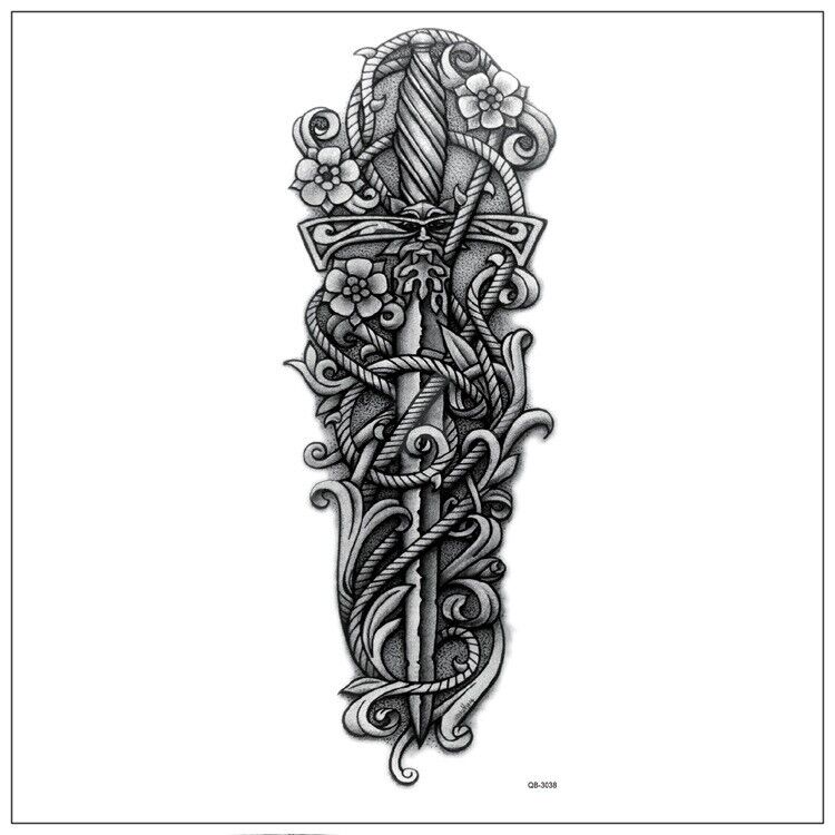5Pcs Large Temporary Body Art Arm Tattoo Sticker Sleeve Man Women