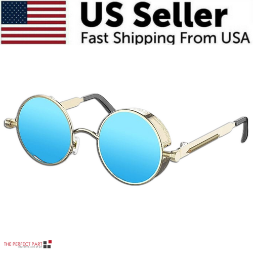 Retro Round Polarized Sunglasses Men Women Vintage Gothic Steampunk