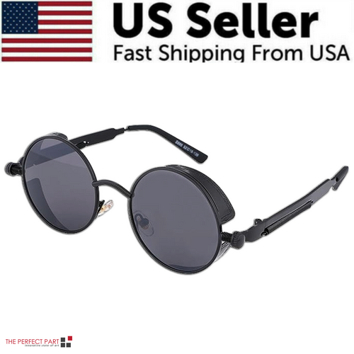 Retro Round Polarized Sunglasses Men Women Vintage Gothic Steampunk