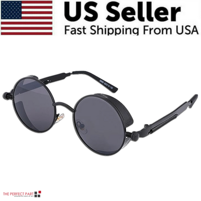 Retro Round Polarized Sunglasses Men Women Vintage Gothic Steampunk