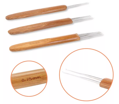 5Pcs DIY Crochet Needle Hook Bamboo Handle Dread Knit Hair Making