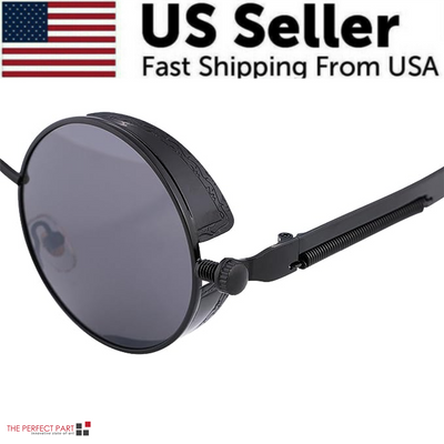 Retro Round Polarized Sunglasses Men Women Vintage Gothic Steampunk