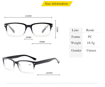 Reading Glasses Mens Womens Unisex Readers 4 PACK Square Frame New