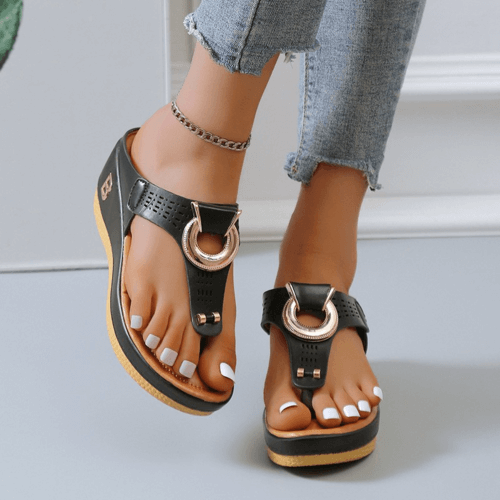 Low-Wedge Women Orthopedic Sandals Casual Flat Shoes Flip Flops Ladies