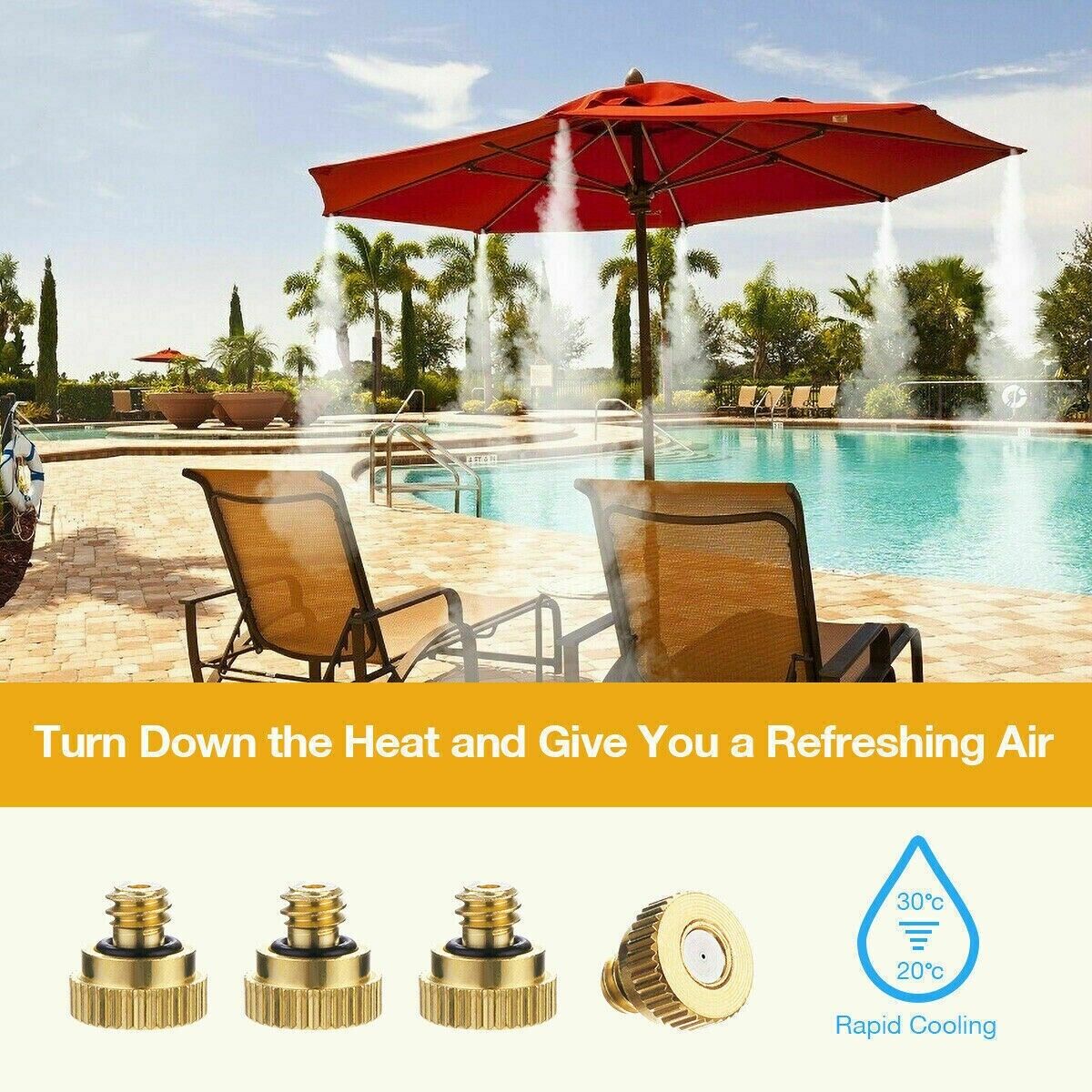 20x Brass Misting Nozzles Mister Sprinkler Outdoor Cooling System