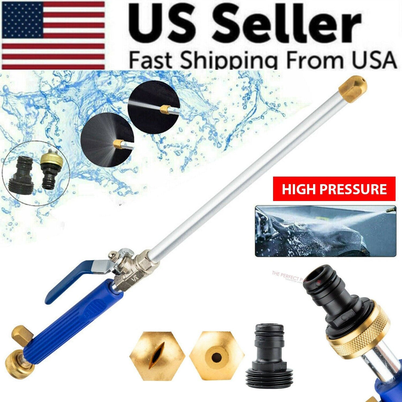 High Pressure Power Washer Water Spray Gun Nozzle Wand Attachment