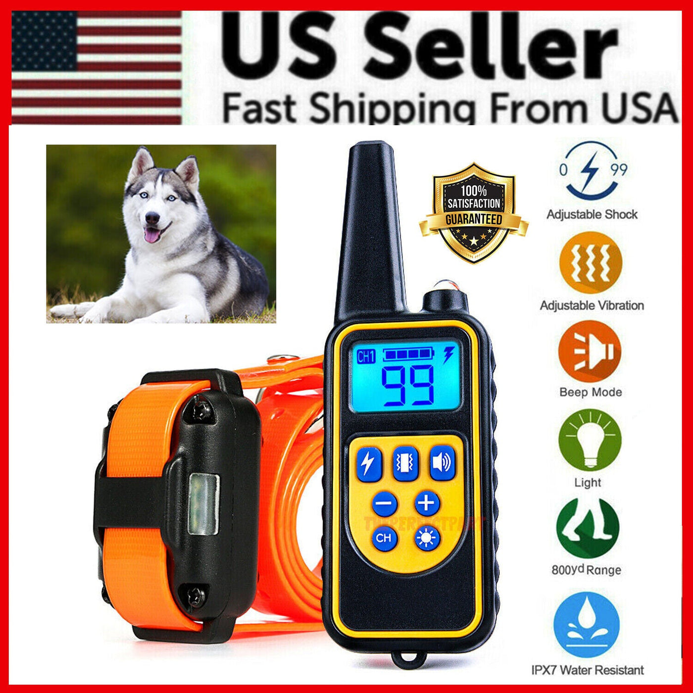 2700 FT Remote Dog Shock Training Collar Rechargeable Waterproof LCD