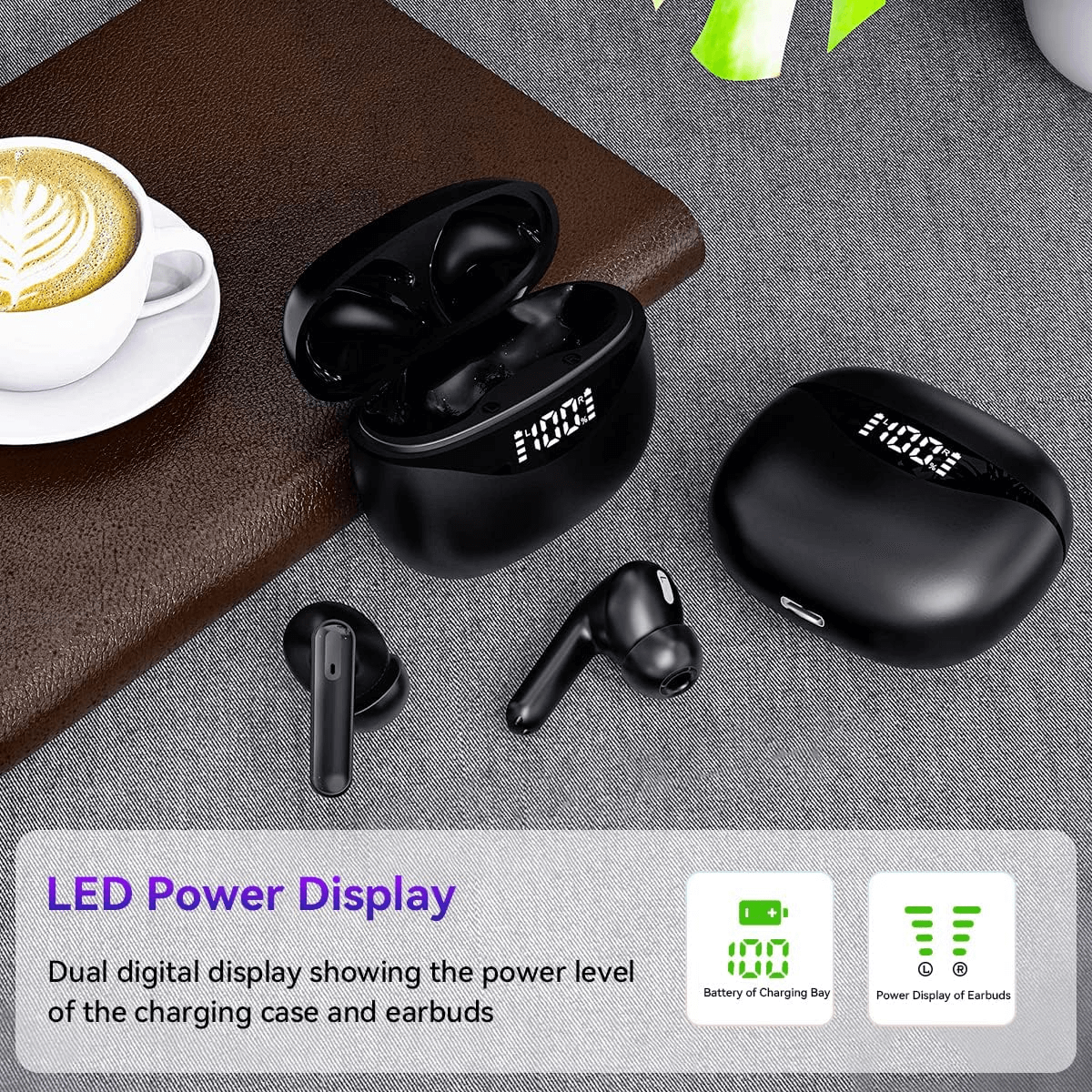 Bluetooth Earbuds Headset 5.3 Wireless Noise Cancelling TWS Trucker