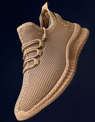 Running Shoes Sneakers Casual Men's Outdoor Athletic Jogging Sports in tan color with breathable mesh design.