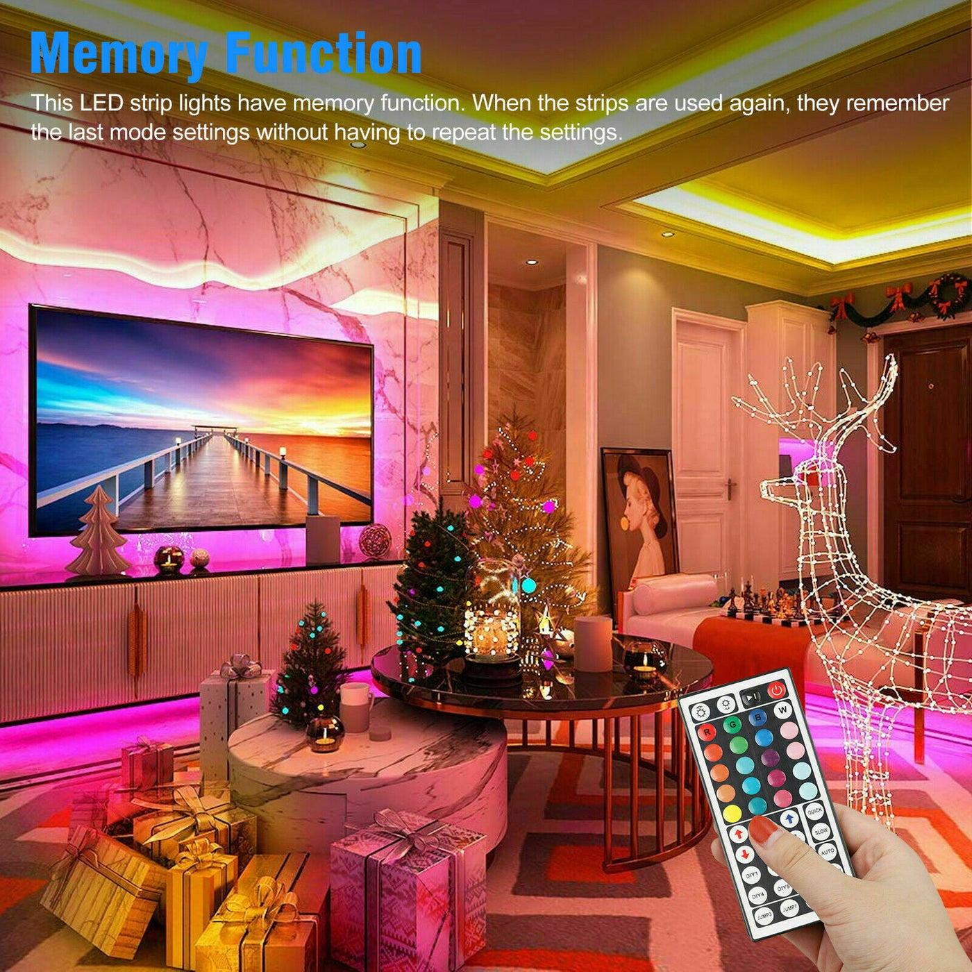 32FT LED Strip Lights Remote Control Bedroom Waterproof for Indoor