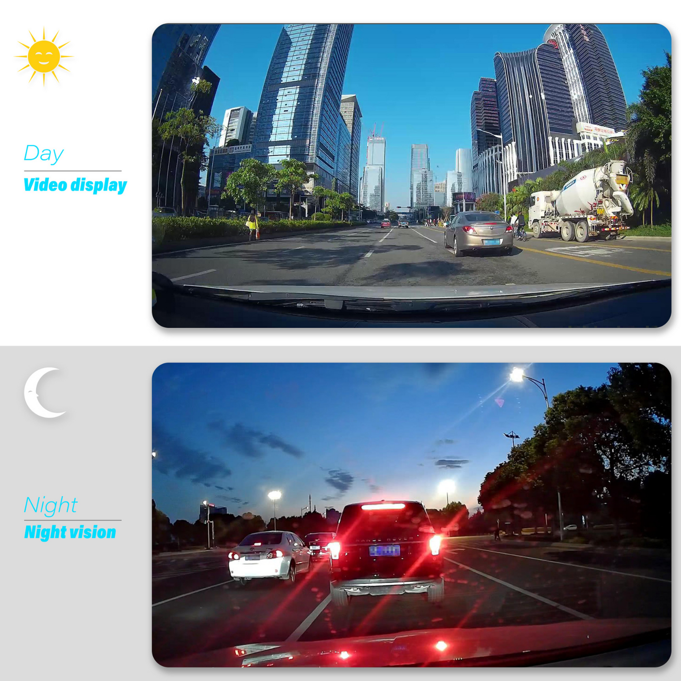 HD 1080P Car Dual Lens Dash Cam 4" DVR Recorder Front & Rear Camera