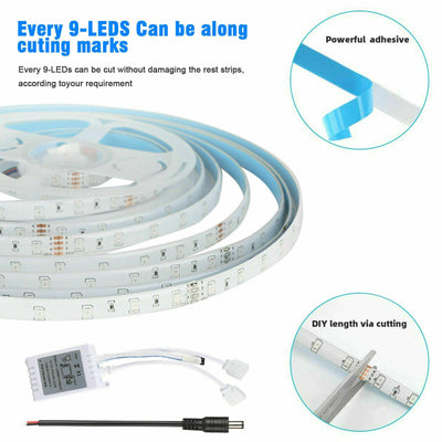 32FT LED Strip Lights Remote Control Bedroom Waterproof for Indoor