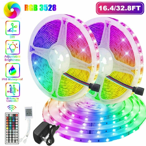 32FT LED Strip Lights Remote Control Bedroom Waterproof for Indoor