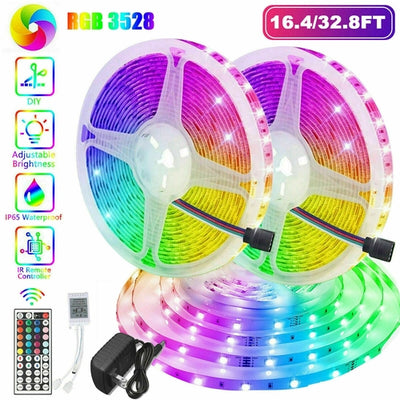 32FT LED Strip Lights Remote Control Bedroom Waterproof for Indoor