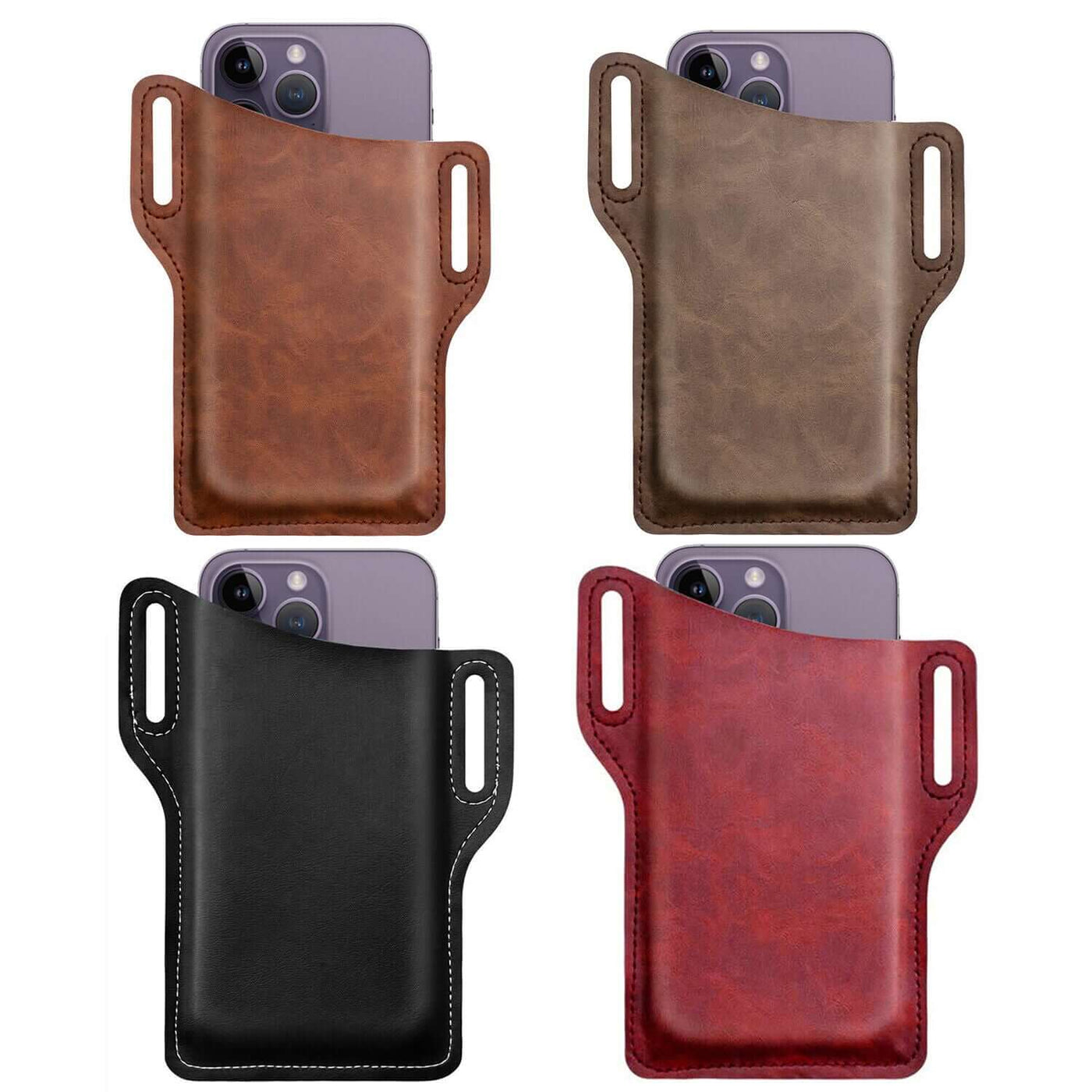 Men Cell Phone Belt Pack Bag Loop Waist Holster Pouch Case Leather