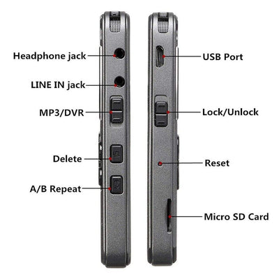 64GB Rechargeable LCD Digital Audio Sound Voice Recorder Dictaphone