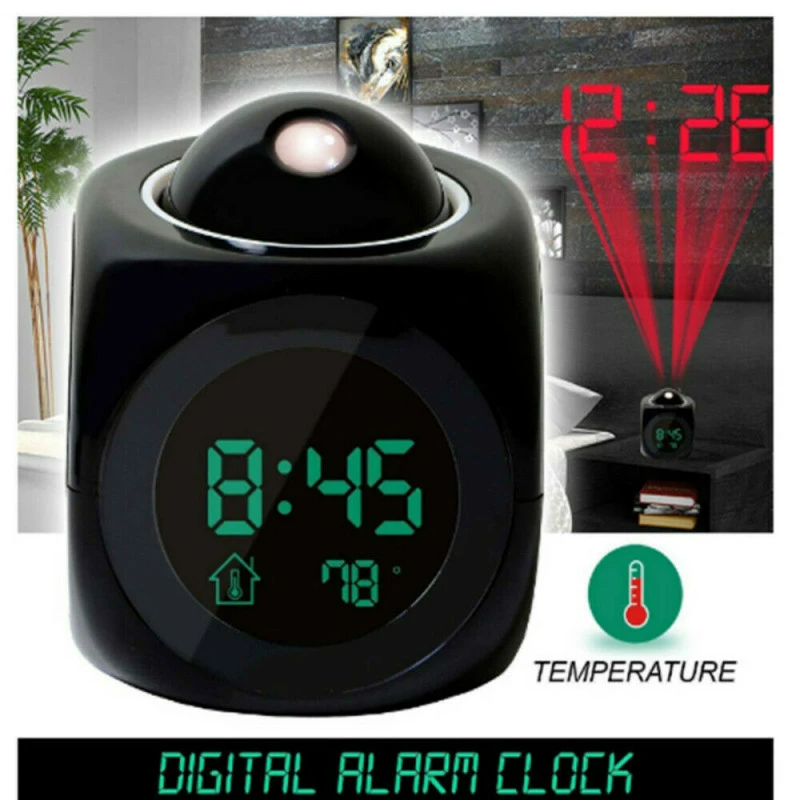 LED Projection Alarm Clock Digital LCD Display Voice Talking Weather