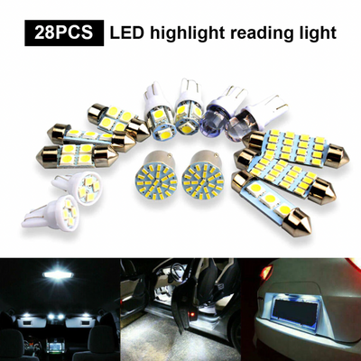 28pcs Car Interior White Combo LED Map Dome Door Trunk License Plate