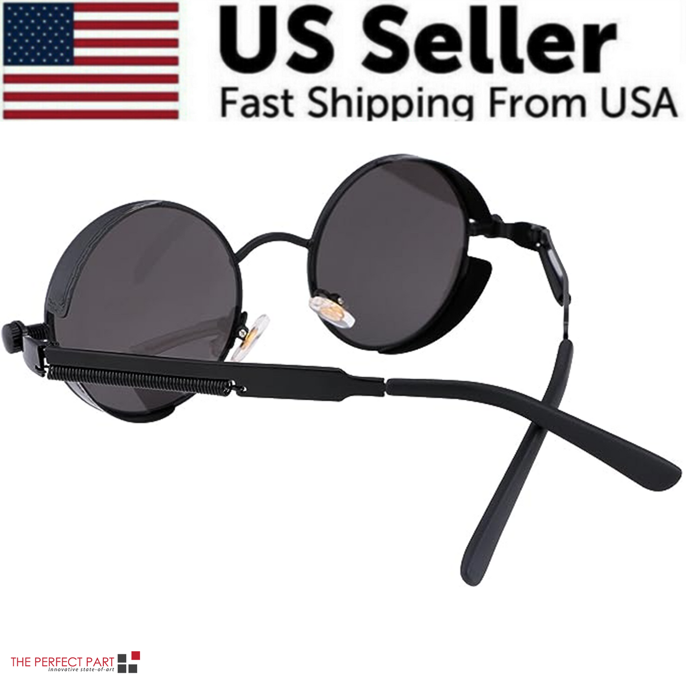 Retro Round Polarized Sunglasses Men Women Vintage Gothic Steampunk