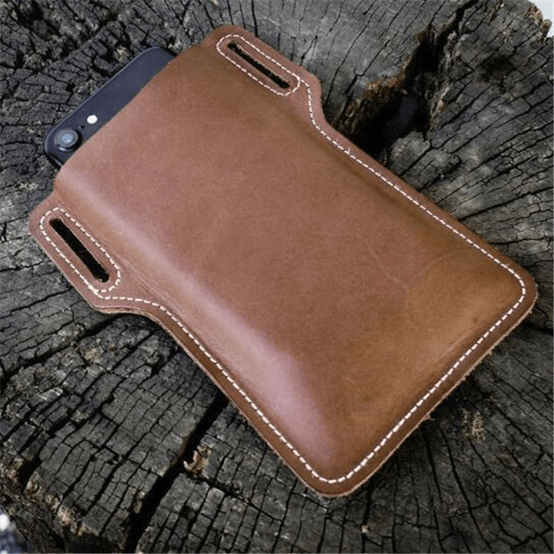 Men Cell Phone Belt Pack Bag Loop Waist Holster Pouch Case Leather
