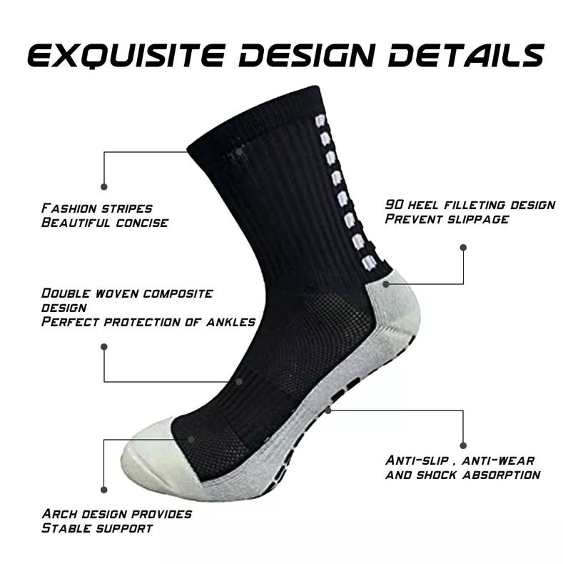 3 Pair Sport Socks Anti Slip W/ Grip Soccer Men Football Basketball