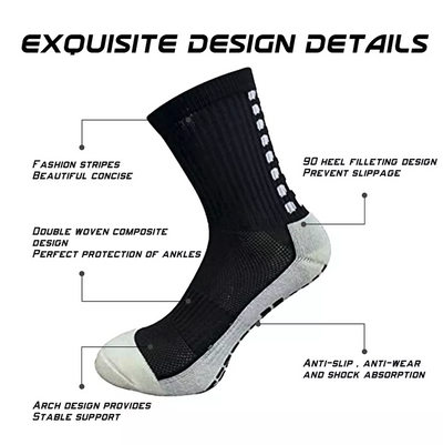 3 Pair Sport Socks Anti Slip W/ Grip Soccer Men Football Basketball