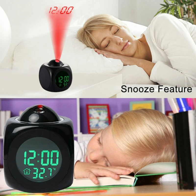 LED Projection Alarm Clock Digital LCD Display Voice Talking Weather