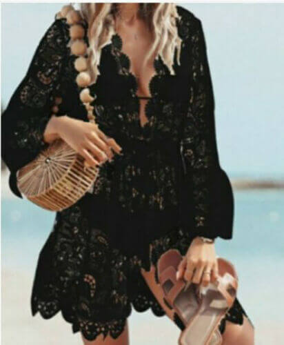 Lace Bathing Suit Cover Up Boho Beach Women Maxi Bikini Sundress Dress