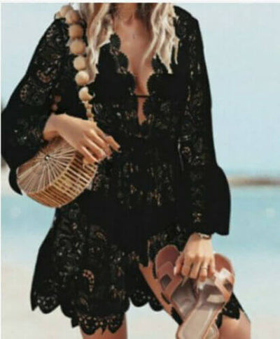 Lace Bathing Suit Cover Up Boho Beach Women Maxi Bikini Sundress Dress