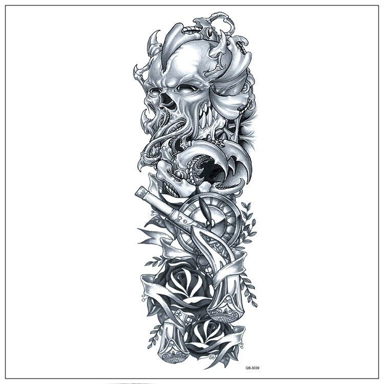 5Pcs Large Temporary Body Art Arm Tattoo Sticker Sleeve Man Women