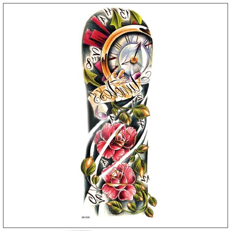 5Pcs Large Temporary Body Art Arm Tattoo Sticker Sleeve Man Women