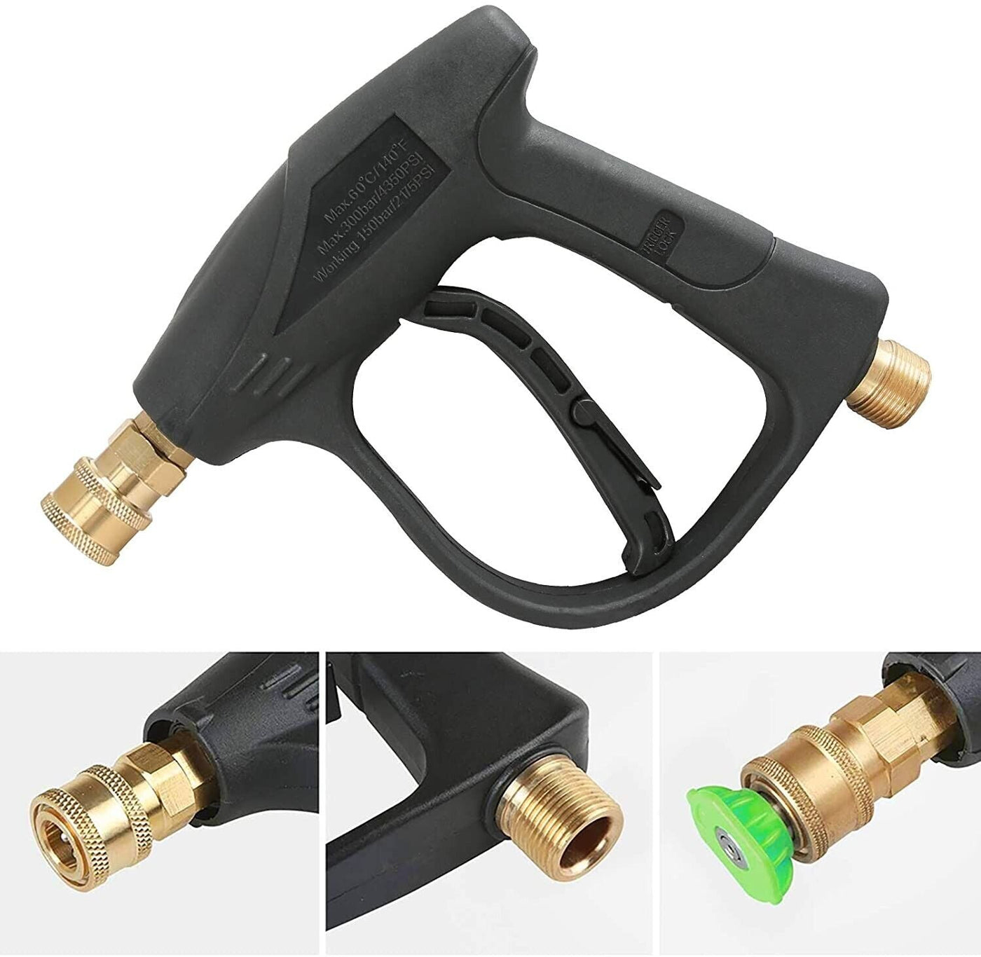1/4" High Pressure Washer Gun 4000 PSI Car Wash Foam Spray Short Wand