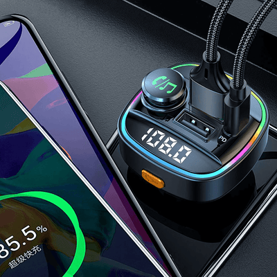 Bluetooth 5.0 Car Wireless FM Transmitter Adapter USB PD Charger AUX