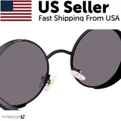 Retro Round Polarized Sunglasses Men Women Vintage Gothic Steampunk