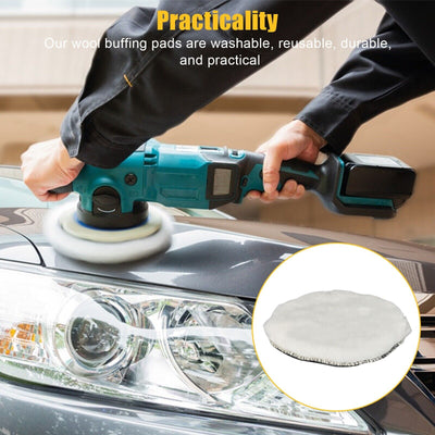 5PCS 6" Buffing Polishing Pad Wool Wheel Mop Kit For Car Polisher
