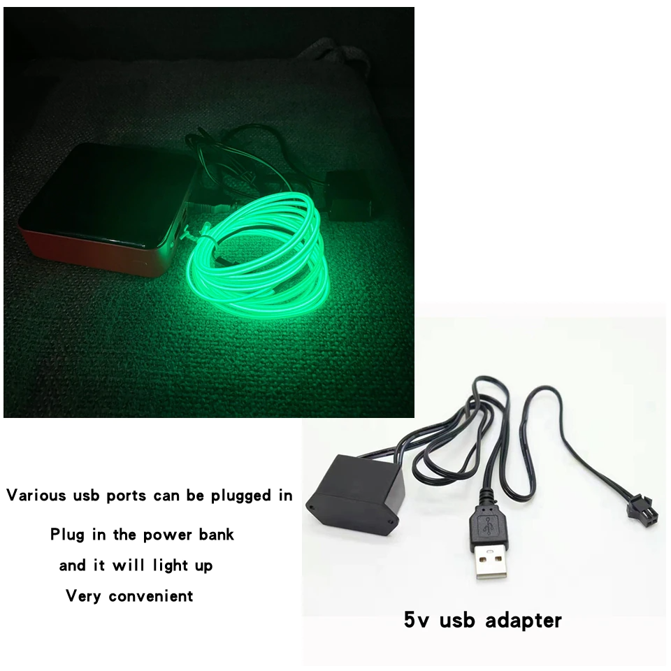 Neon LED Light Glow EL Wire String Strip Rope Tube Decor Car Party +