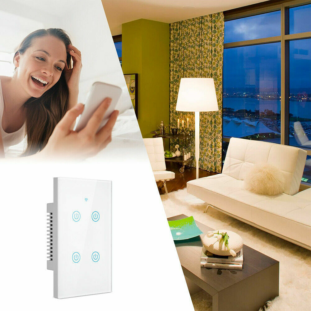 1/2/3/4 Gang WiFi Smart Wall Touch Light Switch Glass Panel For