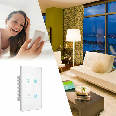 1/2/3/4 Gang WiFi Smart Wall Touch Light Switch Glass Panel For