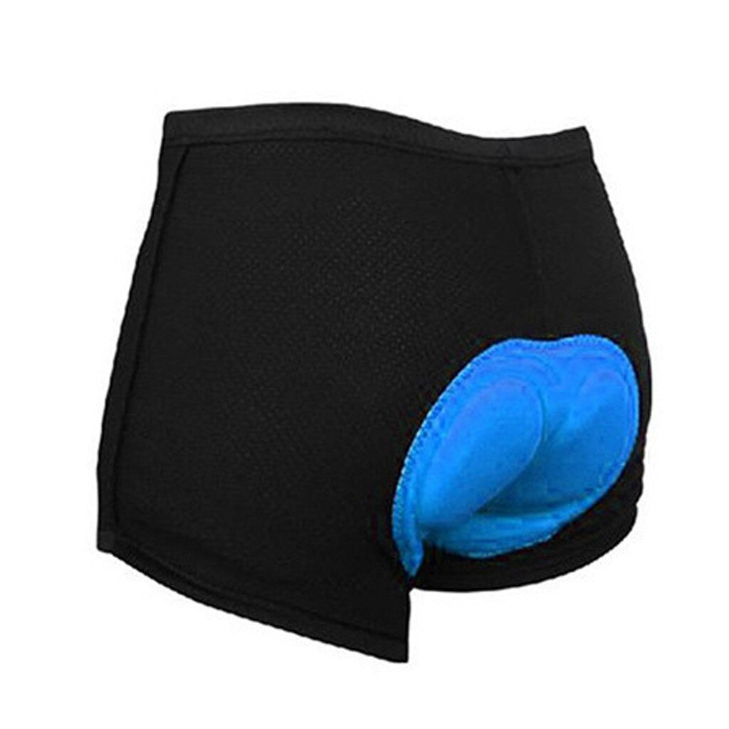 Men Women Cycling Shorts Bicycle Bike Underwear Pants With Sponge Gel in black with blue padding.
