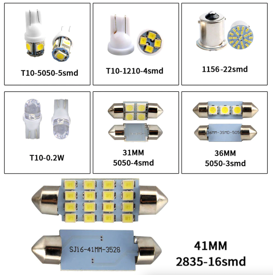 28pcs Car Interior White Combo LED Map Dome Door Trunk License Plate