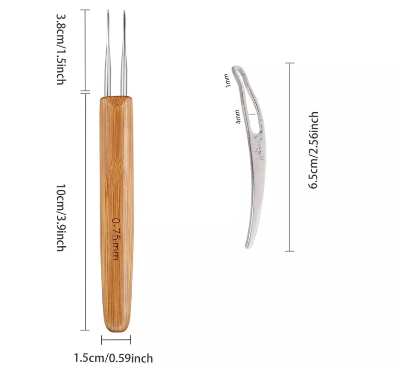 5Pcs DIY Crochet Needle Hook Bamboo Handle Dread Knit Hair Making