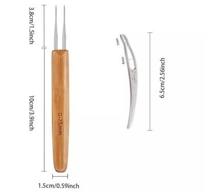 5Pcs DIY Crochet Needle Hook Bamboo Handle Dread Knit Hair Making