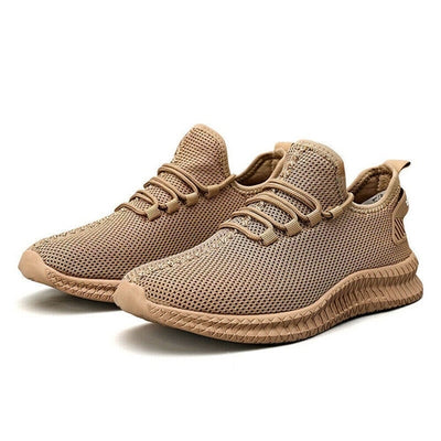 Running Shoes Sneakers Casual Men's Outdoor Athletic Jogging Sports in beige mesh design for comfort and performance.