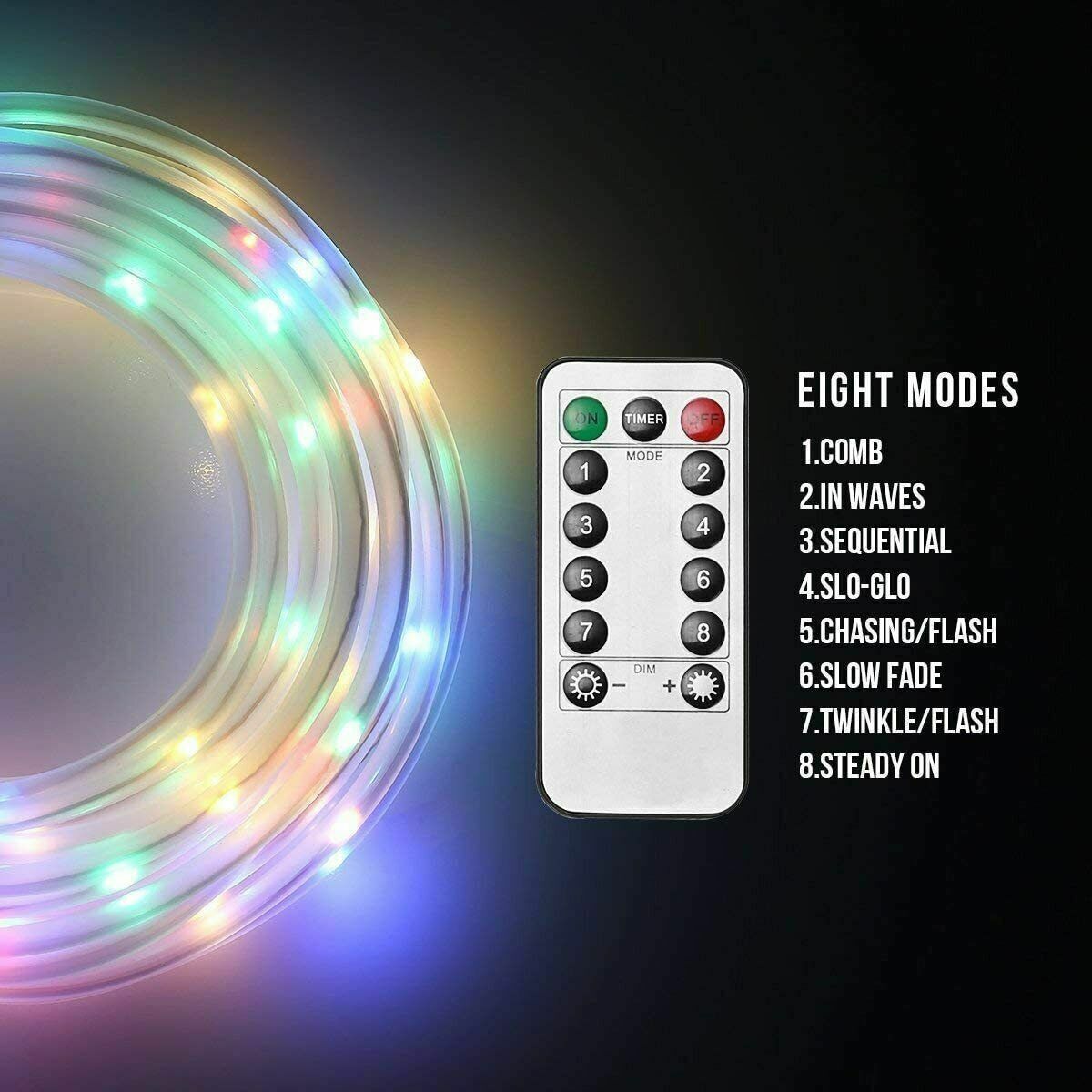 33FT 100 LED Strip Rope Light Tube String Outdoor Garden Party