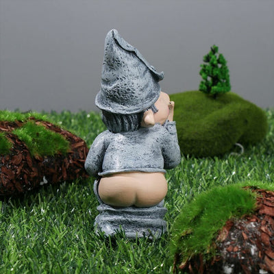 Pooping Naughty Gnome Miniature Statue Funny Resin Dwarf Home Garden