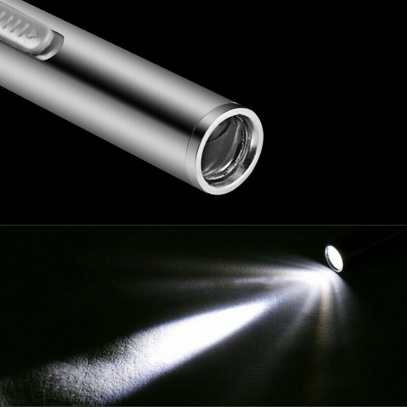 5" LED USB Rechargeable Mini Tactical Flashlight Stainless Steel Torch