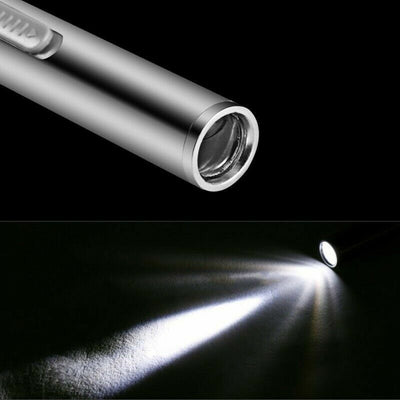 5" LED USB Rechargeable Mini Tactical Flashlight Stainless Steel Torch