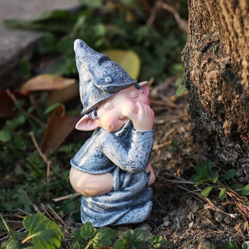 Pooping Naughty Gnome Miniature Statue Funny Resin Dwarf Home Garden