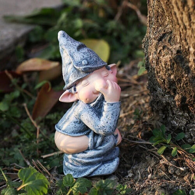 Pooping Naughty Gnome Miniature Statue Funny Resin Dwarf Home Garden