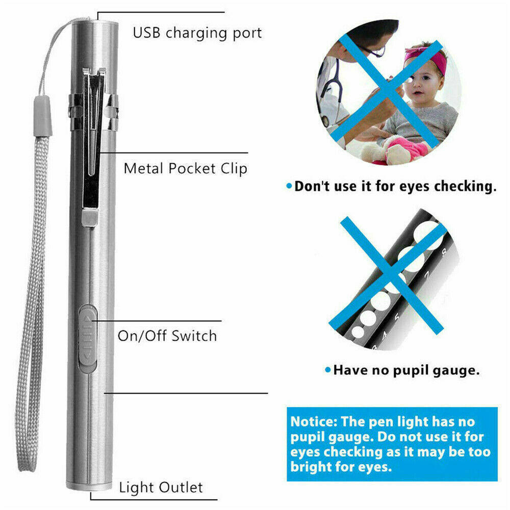5" LED USB Rechargeable Mini Tactical Flashlight Stainless Steel Torch